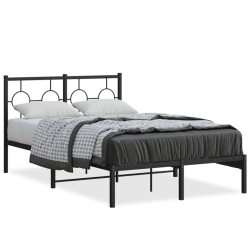 vidaXL Estructura de cama con cabecero metal negro 120x190 cm
