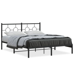 vidaXL Estructura de cama con cabecero metal negro 150x200 cm