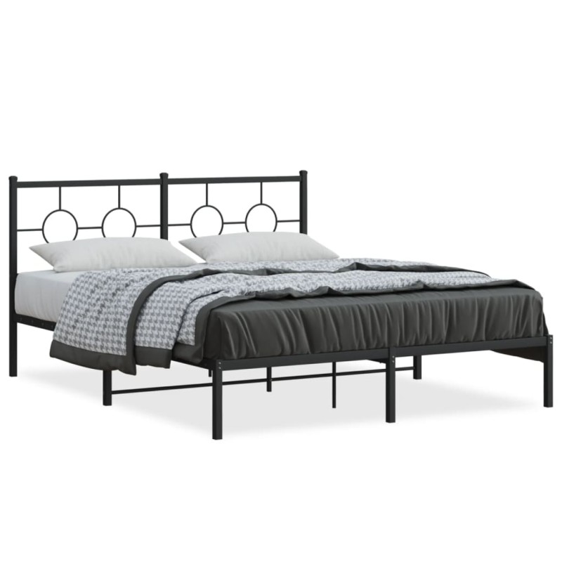 vidaXL Estructura de cama con cabecero metal negro 150x200 cm vidaXL Estructura de cama con cabecero metal negro 150x200 cm