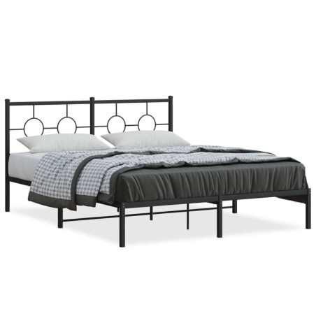 vidaXL Estructura de cama con cabecero metal negro 150x200 cm