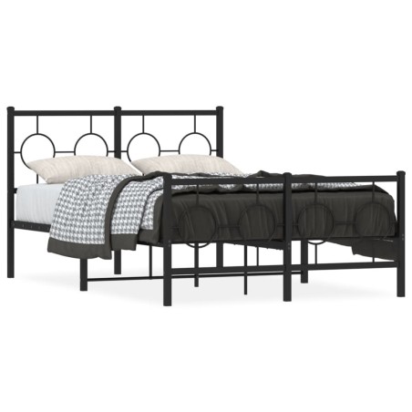 vidaXL Estructura de cama cabecero y estribo metal negro 120x200 cm