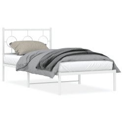 vidaXL Estructura de cama de metal con cabecero blanco 90x200 cm