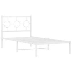 vidaXL Estructura de cama de metal con cabecero blanco 90x200 cm
