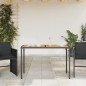 vidaXL Mesa de jardín superficie de madera ratán PE negro 115x54x74 cm vidaXL Mesa de jardín superficie de madera ratán PE negro 115x54x74 cm