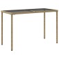 vidaXL Mesa de jardín superficie de vidrio ratán PE beige 115x54x74 cm