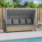 vidaXL Tumbona con capota y cojines ratán sintético beige vidaXL Tumbona con capota y cojines ratán sintético beige