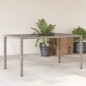 vidaXL Mesa de jardín superficie de vidrio ratán PE gris 150x90x75 cm vidaXL Mesa de jardín superficie de vidrio ratán PE gris 150x90x75 cm