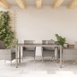 vidaXL Mesa de jardín superficie de vidrio ratán PE gris 150x90x75 cm vidaXL Mesa de jardín superficie de vidrio ratán PE gris 150x90x75 cm