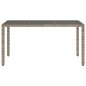 vidaXL Mesa de jardín superficie de vidrio ratán PE gris 150x90x75 cm vidaXL Mesa de jardín superficie de vidrio ratán PE gris 150x90x75 cm
