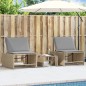 vidaXL Tumbonas con mesita 2 unidades ratán sintético beige vidaXL Tumbonas con mesita 2 unidades ratán sintético beige