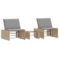 vidaXL Tumbonas con mesita 2 unidades ratán sintético beige vidaXL Tumbonas con mesita 2 unidades ratán sintético beige