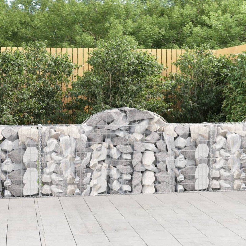 vidaXL Cestas de gaviones 40 uds forma de arco hierro 200x30x80/100 cm