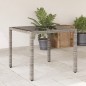 vidaXL Mesa de jardín superficie de vidrio ratán PE gris 90x90x75 cm vidaXL Mesa de jardín superficie de vidrio ratán PE gris 90x90x75 cm