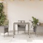 vidaXL Mesa de jardín superficie de vidrio ratán PE gris 90x90x75 cm vidaXL Mesa de jardín superficie de vidrio ratán PE gris 90x90x75 cm