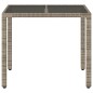 vidaXL Mesa de jardín superficie de vidrio ratán PE gris 90x90x75 cm vidaXL Mesa de jardín superficie de vidrio ratán PE gris 90x90x75 cm