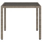 vidaXL Mesa de jardín superficie de vidrio ratán PE gris 90x90x75 cm vidaXL Mesa de jardín superficie de vidrio ratán PE gris 90x90x75 cm