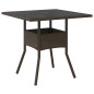 vidaXL Mesa de jardín superficie de vidrio ratán PE marrón 80x80x75 cm vidaXL Mesa de jardín superficie de vidrio ratán PE marrón 80x80x75 cm