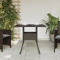 vidaXL Mesa de jardín superficie de vidrio ratán PE marrón 80x80x75 cm vidaXL Mesa de jardín superficie de vidrio ratán PE marrón 80x80x75 cm