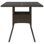 vidaXL Mesa de jardín superficie de vidrio ratán PE marrón 80x80x75 cm vidaXL Mesa de jardín superficie de vidrio ratán PE marrón 80x80x75 cm