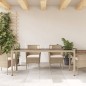 vidaXL Mesa de jardín superficie de vidrio ratán PE beige 190x90x75 cm vidaXL Mesa de jardín superficie de vidrio ratán PE beige 190x90x75 cm