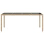 vidaXL Mesa de jardín superficie de vidrio ratán PE beige 190x90x75 cm vidaXL Mesa de jardín superficie de vidrio ratán PE beige 190x90x75 cm