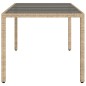 vidaXL Mesa de jardín superficie de vidrio ratán PE beige 190x90x75 cm vidaXL Mesa de jardín superficie de vidrio ratán PE beige 190x90x75 cm
