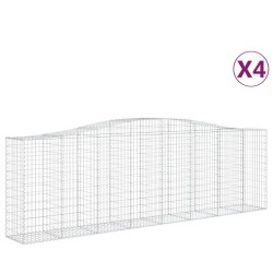 vidaXL Cestas de gaviones 4 uds forma de arco hierro 400x50x120/140 cm