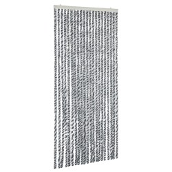 vidaXL Cortina antimoscas chenilla gris negro y blanco 100x200 cm
