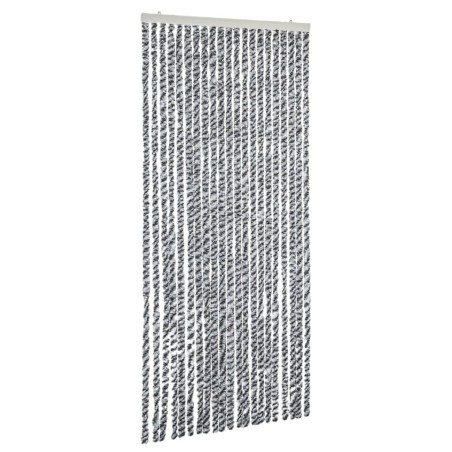 vidaXL Cortina antimoscas chenilla gris negro y blanco 90x200 cm