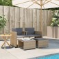 vidaXL Sofá de jardín 2 plazas con mesa y taburetes ratán PE beige vidaXL Sofá de jardín 2 plazas con mesa y taburetes ratán PE beige