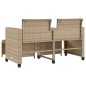vidaXL Sofá de jardín 2 plazas con mesa y taburetes ratán PE beige vidaXL Sofá de jardín 2 plazas con mesa y taburetes ratán PE beige