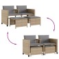 vidaXL Sofá de jardín 2 plazas con mesa y taburetes ratán PE beige vidaXL Sofá de jardín 2 plazas con mesa y taburetes ratán PE beige