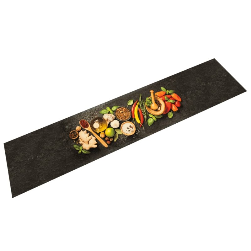 vidaXL Alfombra de cocina lavable terciopelo dibujo especias 60x300 cm vidaXL Alfombra de cocina lavable terciopelo dibujo especias 60x300 cm