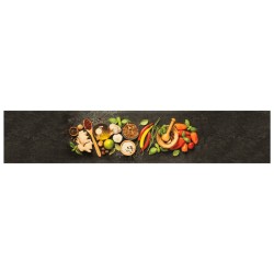 vidaXL Alfombra de cocina lavable terciopelo dibujo especias 60x300 cm