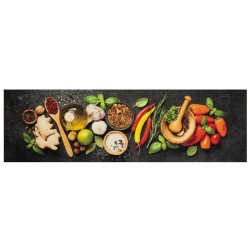 vidaXL Alfombra de cocina lavable terciopelo dibujo especias 45x150 cm