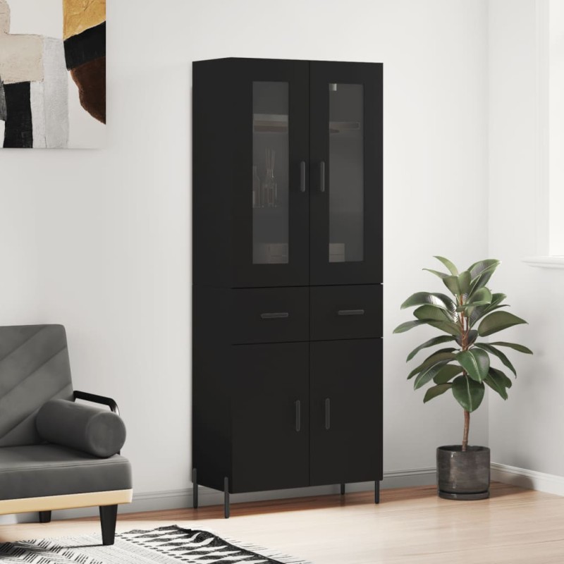 vidaXL Aparador alto madera contrachapada negro 69,5x34x180 cm vidaXL Aparador alto madera contrachapada negro 69,5x34x180 cm