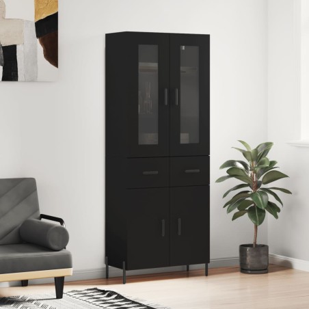 vidaXL Aparador alto madera contrachapada negro 69,5x34x180 cm
