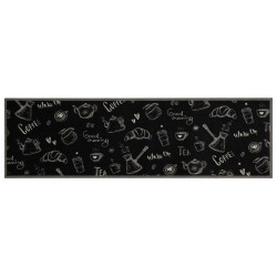 vidaXL Alfombra de cocina lavable terciopelo negro Morning 45x150 cm