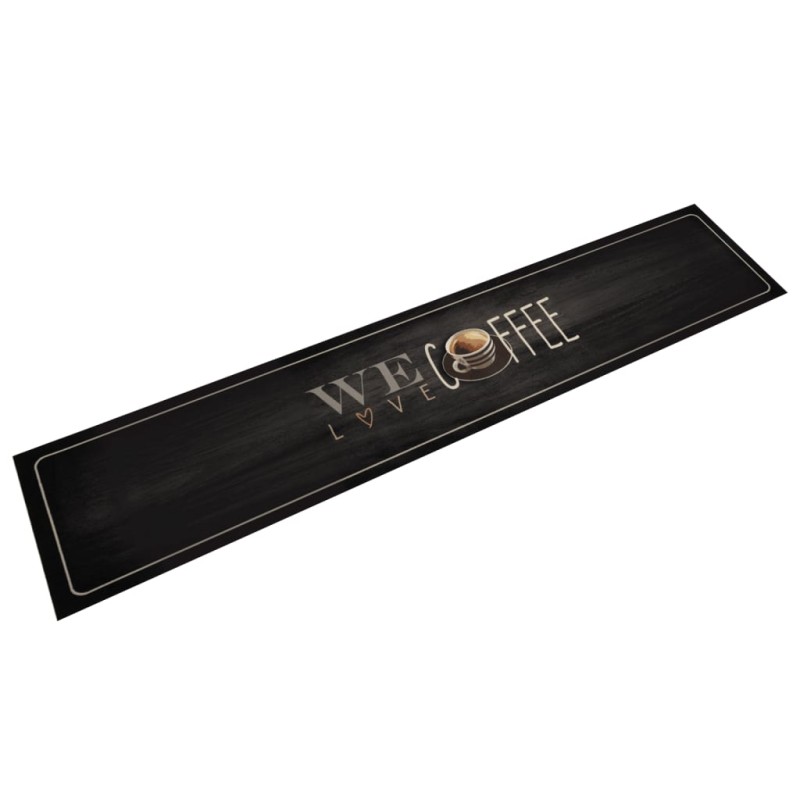 vidaXL Alfombra de cocina lavable terciopelo texto café 60x300 cm vidaXL Alfombra de cocina lavable terciopelo texto café 60x300 cm