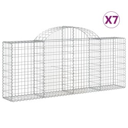 vidaXL Cestas de gaviones 7 uds forma de arco hierro 200x30x80/100 cm