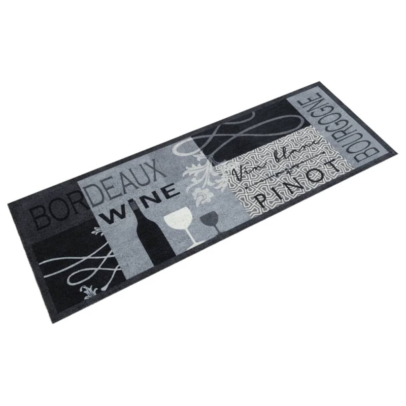 vidaXL Alfombra de cocina lavable terciopelo gris Wine 45x150 cm