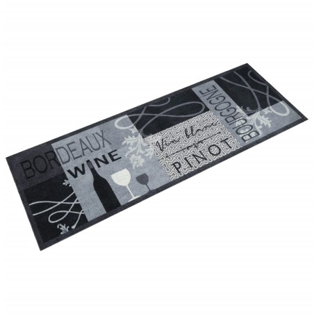 vidaXL Alfombra de cocina lavable terciopelo gris Wine 60x180 cm