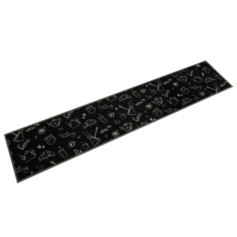 vidaXL Alfombra de cocina lavable terciopelo Morning negro 60x300 cm vidaXL Alfombra de cocina lavable terciopelo Morning negro 60x300 cm