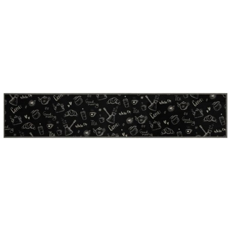 vidaXL Alfombra de cocina lavable terciopelo Morning negro 60x300 cm