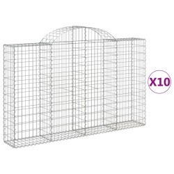 vidaXL Cestas gaviones 10 uds forma de arco hierro 200x30x120/140 cm