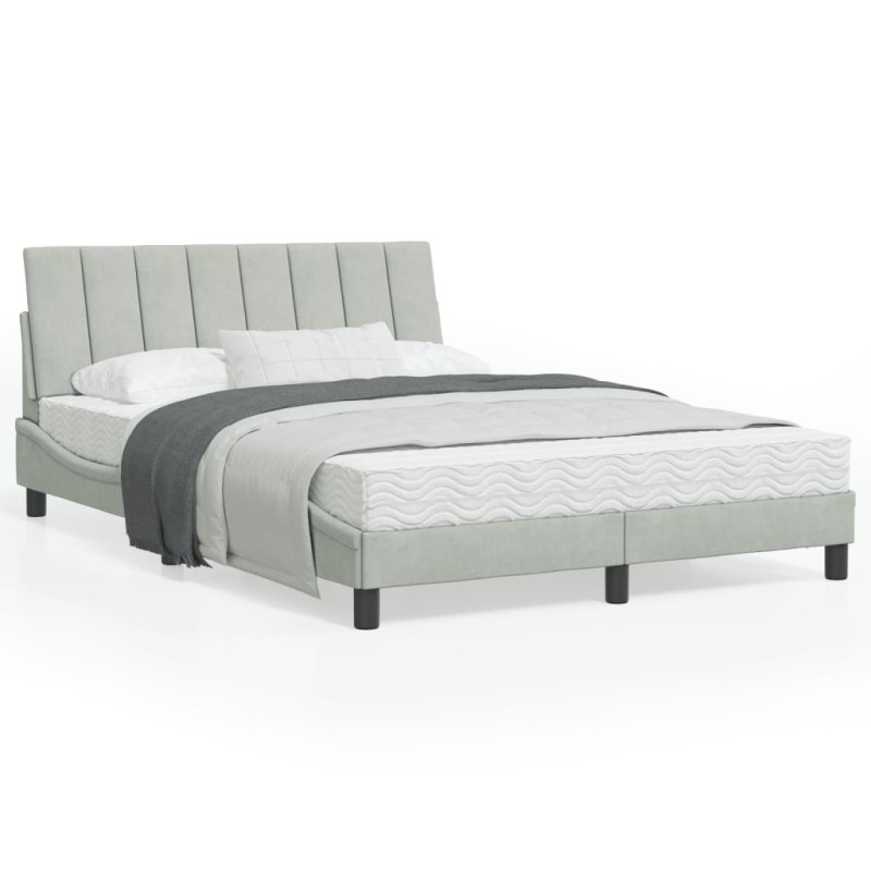 vidaXL Estructura cama con luces LED terciopelo gris claro 120x200 cm vidaXL Estructura cama con luces LED terciopelo gris claro 120x200 cm