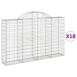 vidaXL Cestas gaviones 18 uds forma de arco hierro 200x30x120/140 cm
