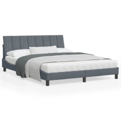 vidaXL Estructura cama con luces LED terciopelo gris oscuro 160x200 cm