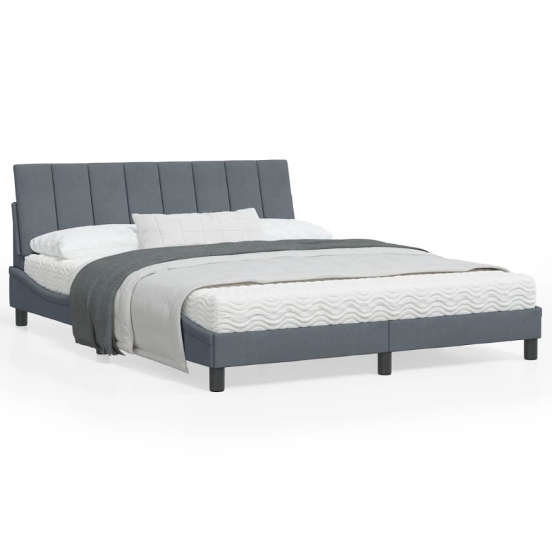 vidaXL Estructura cama con luces LED terciopelo gris oscuro 160x200 cm vidaXL Estructura cama con luces LED terciopelo gris oscuro 160x200 cm