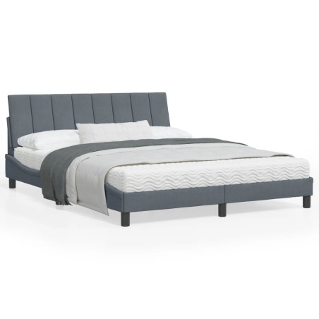 vidaXL Estructura cama con luces LED terciopelo gris oscuro 160x200 cm